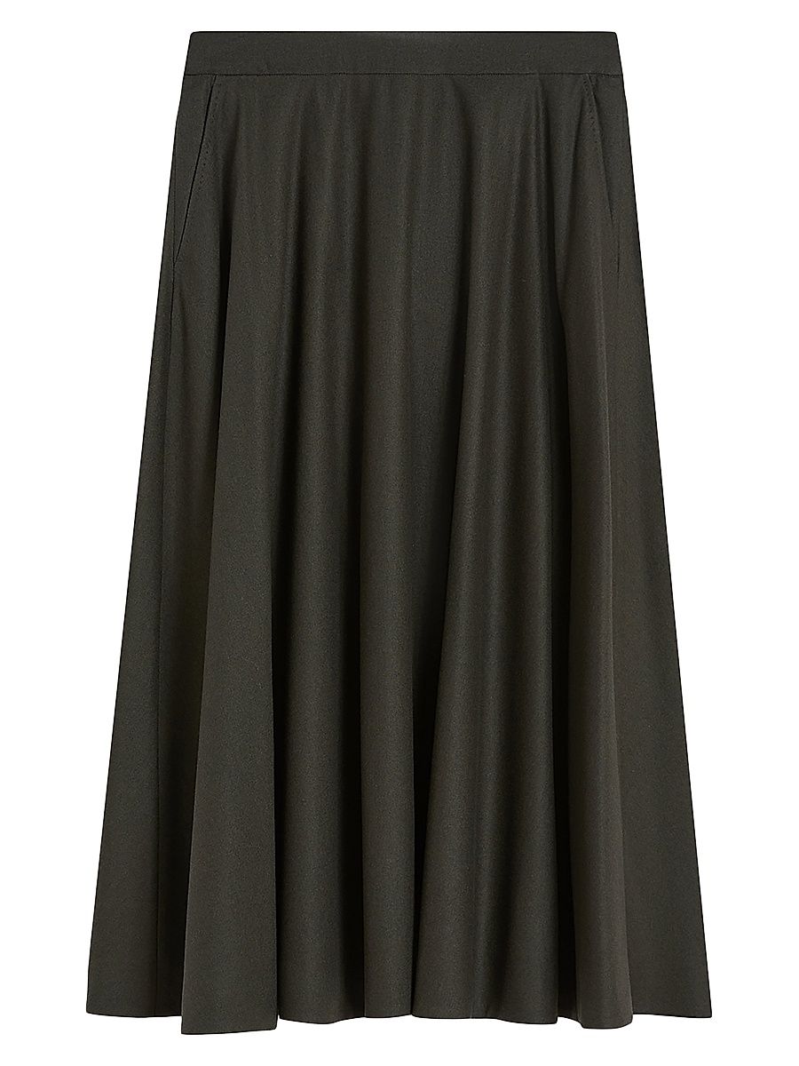 Women's Wool Flannel Skirt - Dark Green - Size 16