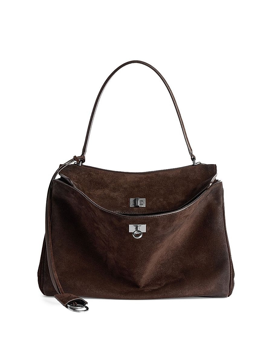 Women's Rodeo Medium Suede Top Handle Bag - Light Espresso