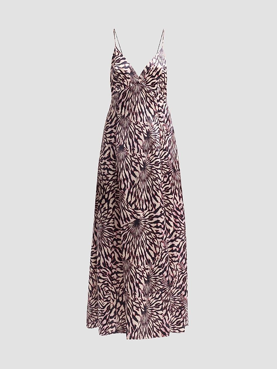 Women's Oriana Zebra-Print Satin A-Line Maxi Dress - Rhodonite - Size 0