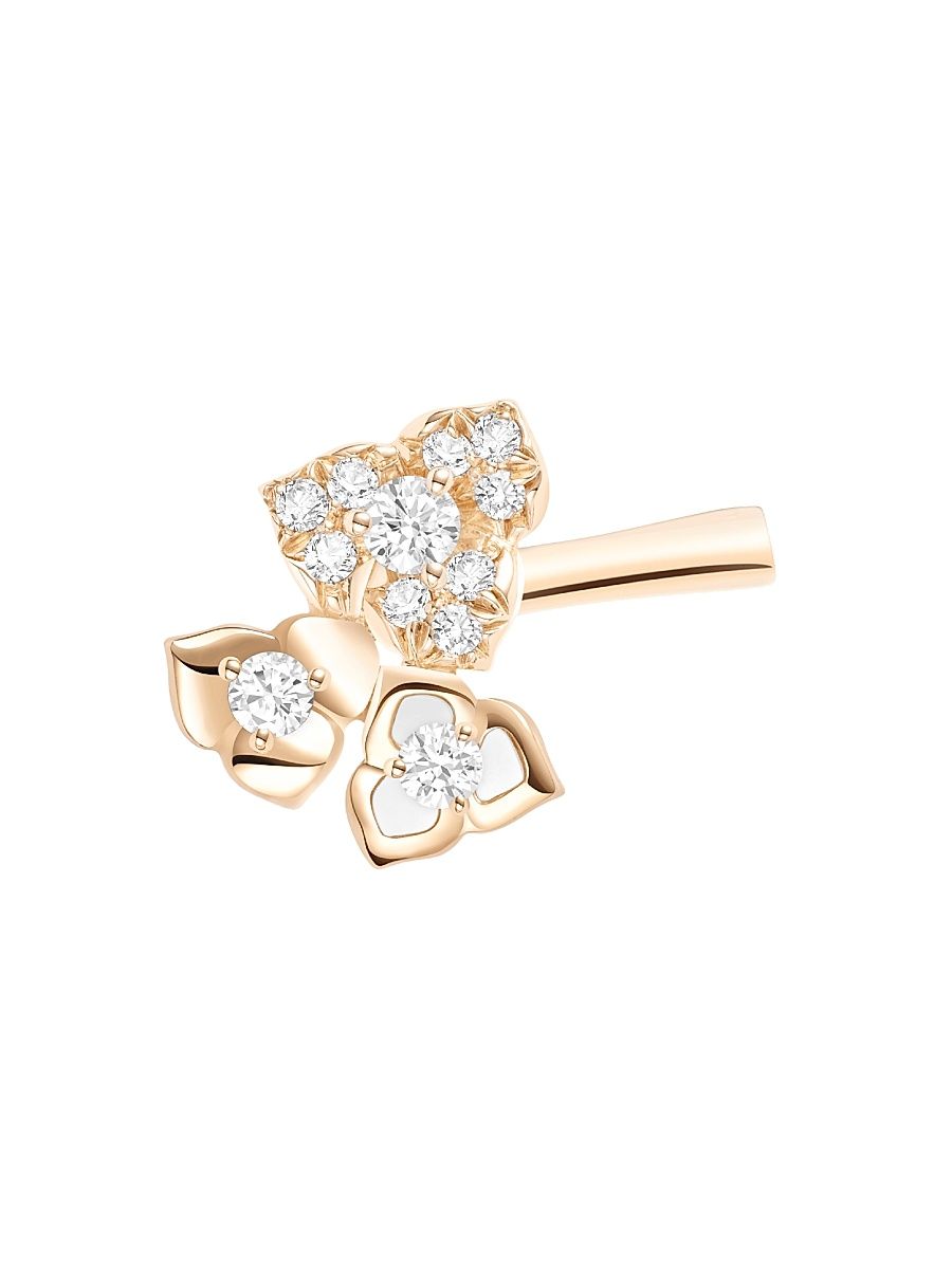 Women's 18K Rose Gold & Diamond Floral Ear Clip - Rose Gold