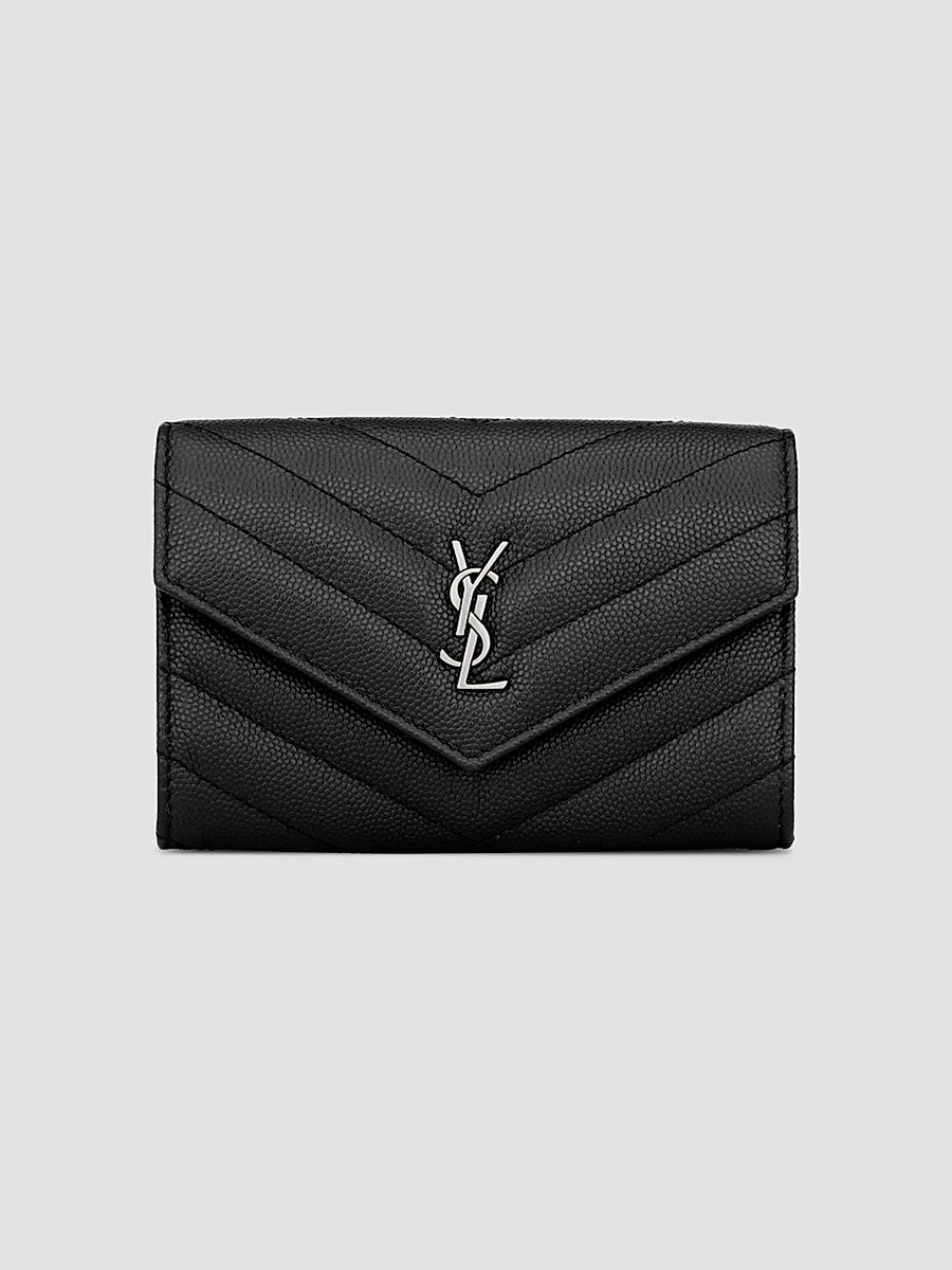 Saint Laurent Women's Cassandre Matelasse Small Envelope Wallet - Black