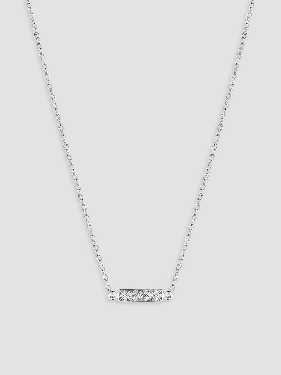 Women's Mood Parisian Stroll 18K White Gold & 0.15 TCW Diamond Lattice Pendant Necklace - White Gold