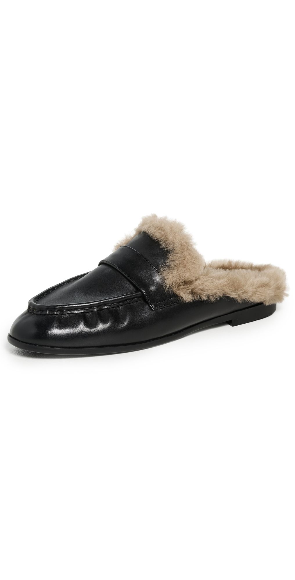 Black Suede Studio Theo Loafers Black Leather/Shearling 38