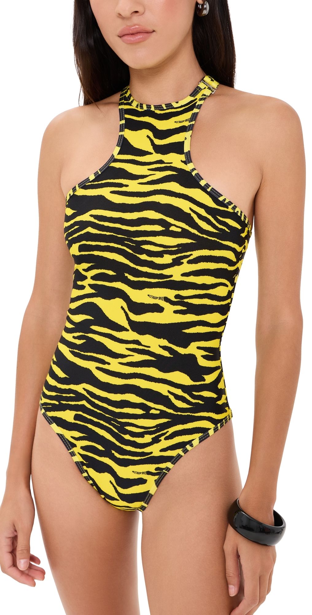 The Attico Zebra One-Piece Swim Suit Yellow/Black S