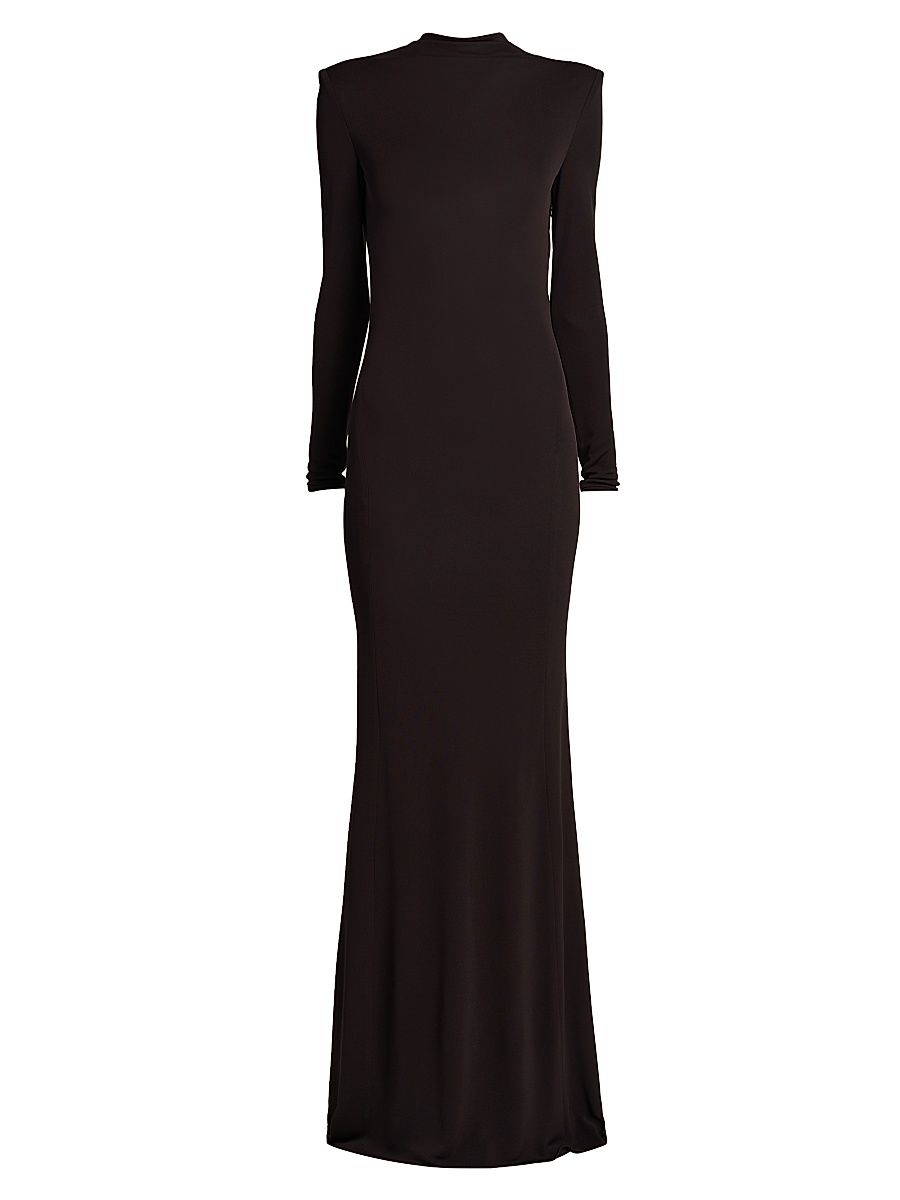 Women's Crepe Jersey Cut-Out Back Gown - Espresso - Size 12