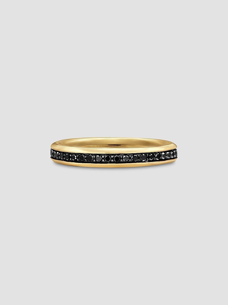 David Yurman Men's Beveled Band Ring in 18K Yellow Gold - Black Diamond - Size 10