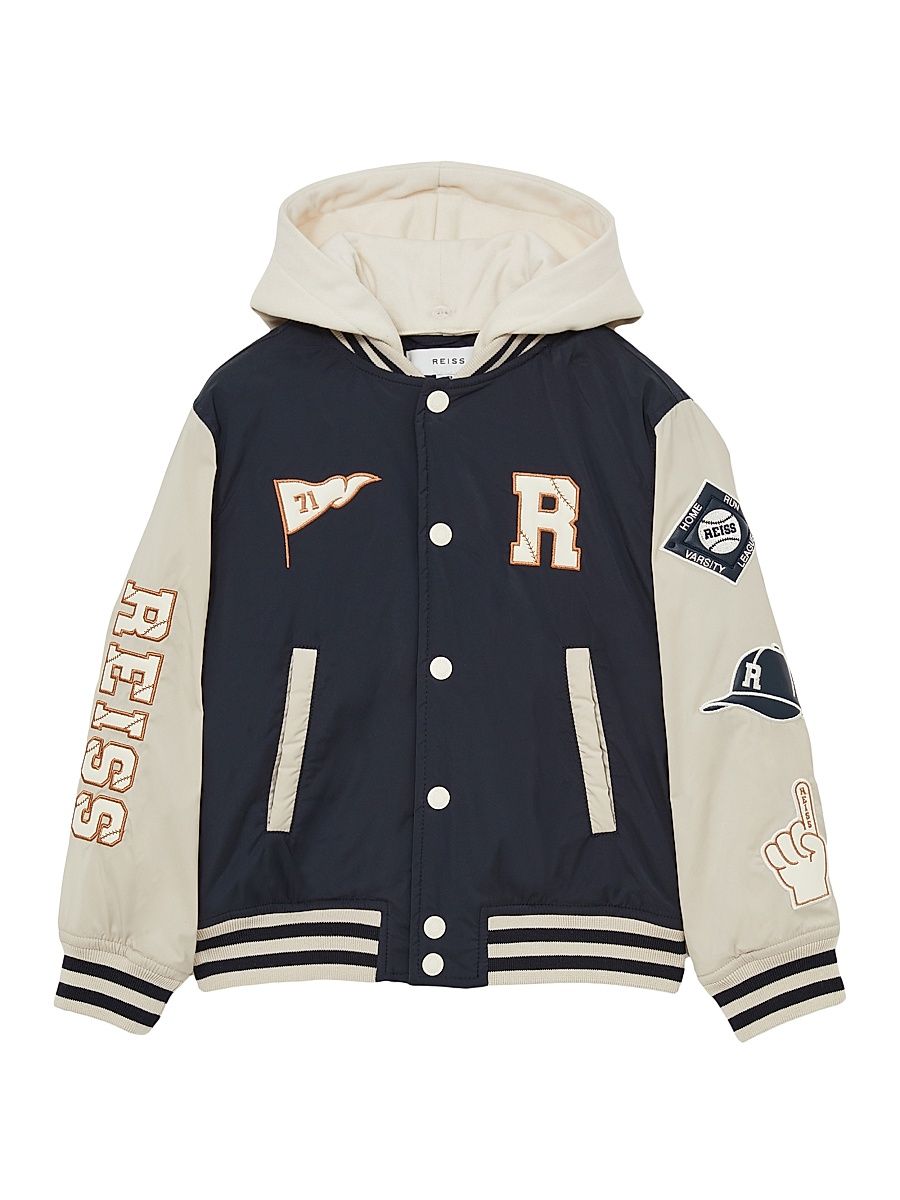 Little Boy's & Boy's Wells Hooded Varsity Jacket - Navy Stone - Size 4