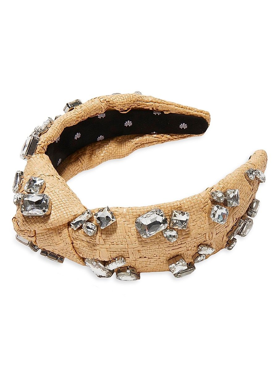 Women's Knotted Candy Crystal Raffia Headband - Natural