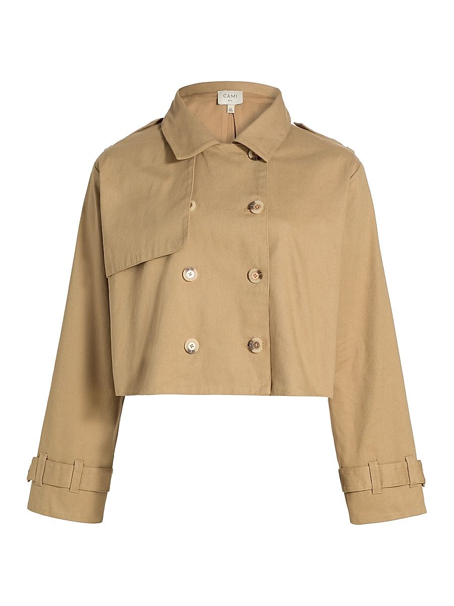 Women's Evans Cropped Twill Trench Jacket - Miso - Size Medium