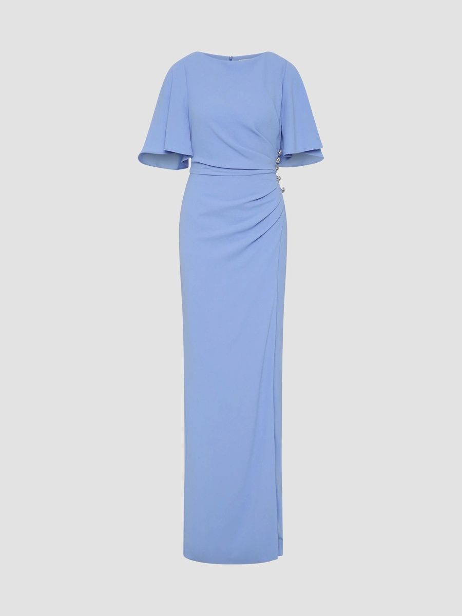 Rebecca Vallance Women's Gimlet Flutter-Sleeve Column Gown - Cornflower Blue - Size 0