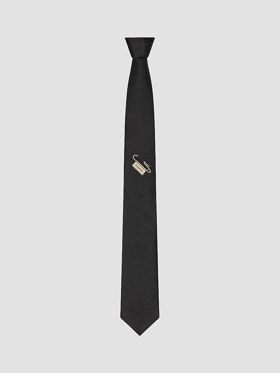 Givenchy Men's Tie in Silk Jacquard with Safety Pin Trompe - Black