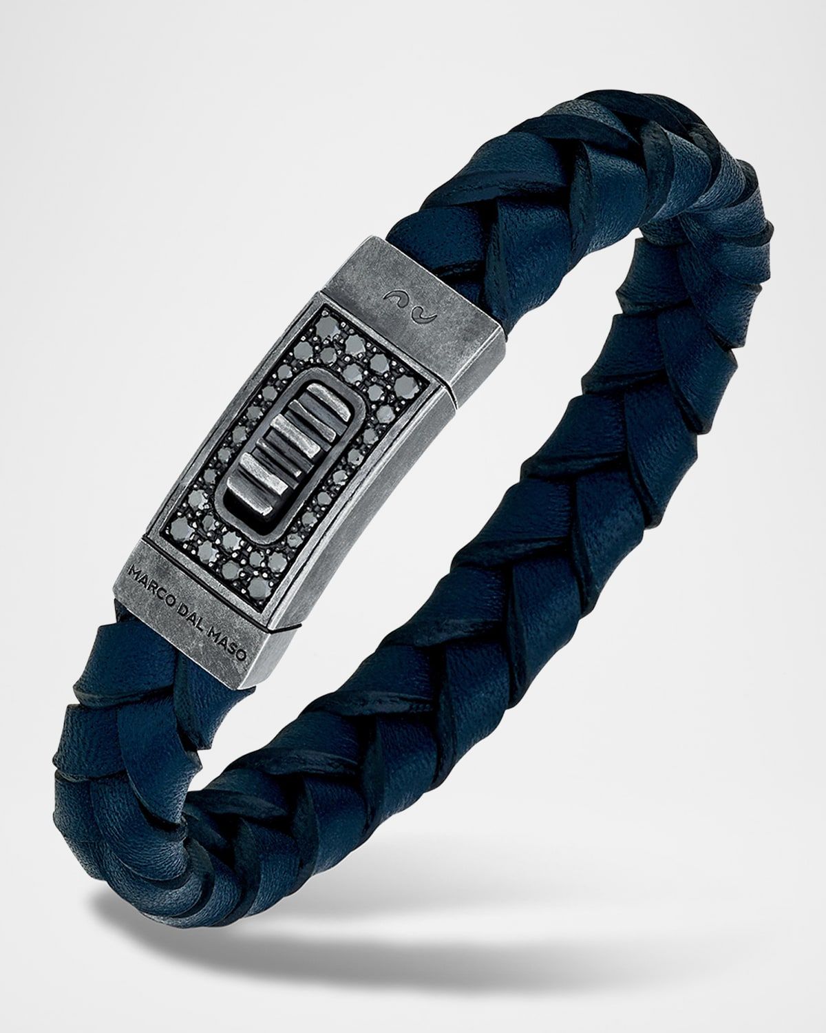 Men & apos;s Last Gladiator Thin Leather Bracelet with Black Diamonds