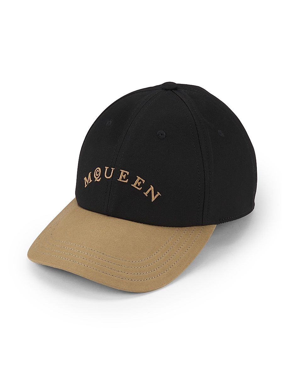 Men's Curved Logo Cotton Baseball Hat - Black Camel - Size Large