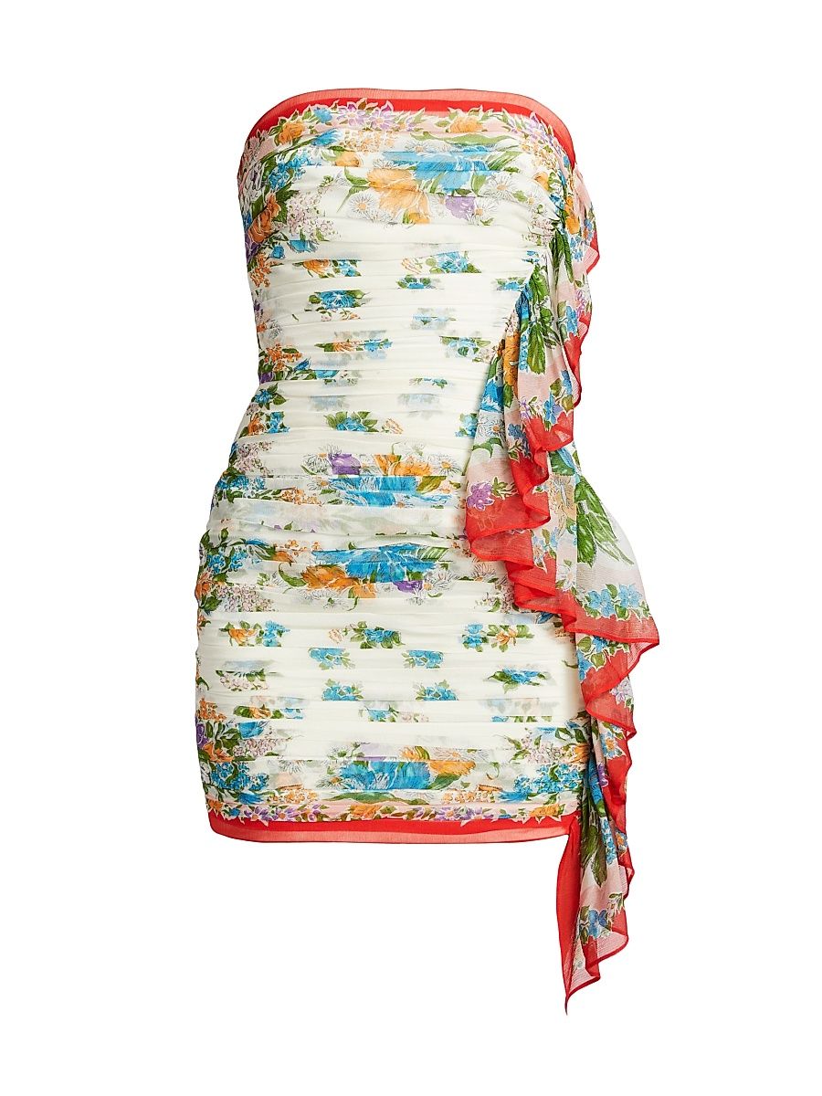 Women's Sloane Floral Draped Minidress - Muneca Floral Scarf - Size Large