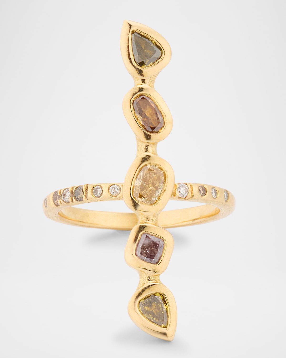 18K Yellow Gold Stepping Stone Diamond Ring