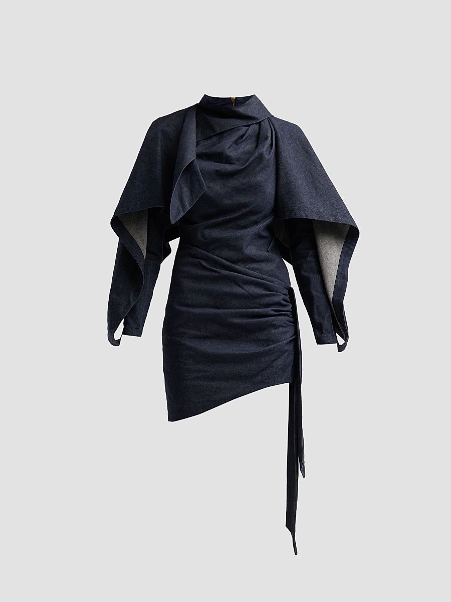 Women's Valiant Draped Denim Mini Dress - Night Sky - Size 0