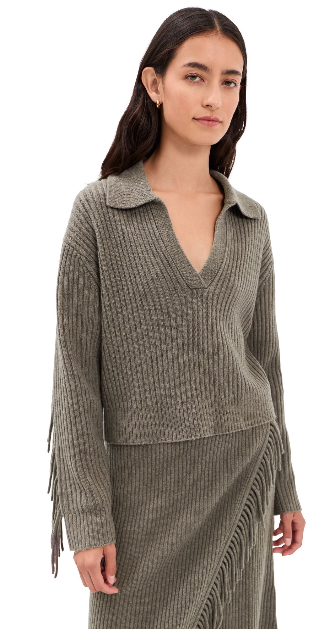 SIMKHAI Natalia Collared Sweater Mushroom Melange XS
