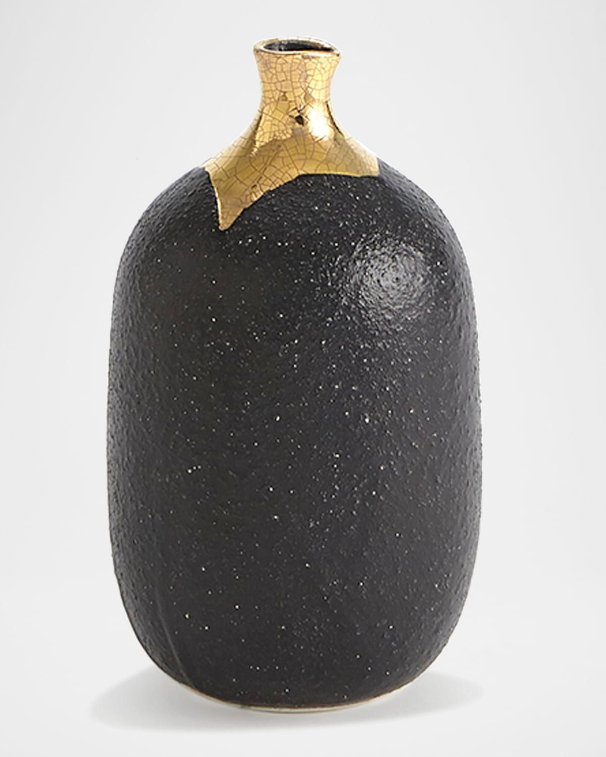 Dipped Golden Crackle 8.3" Cylinder Vase