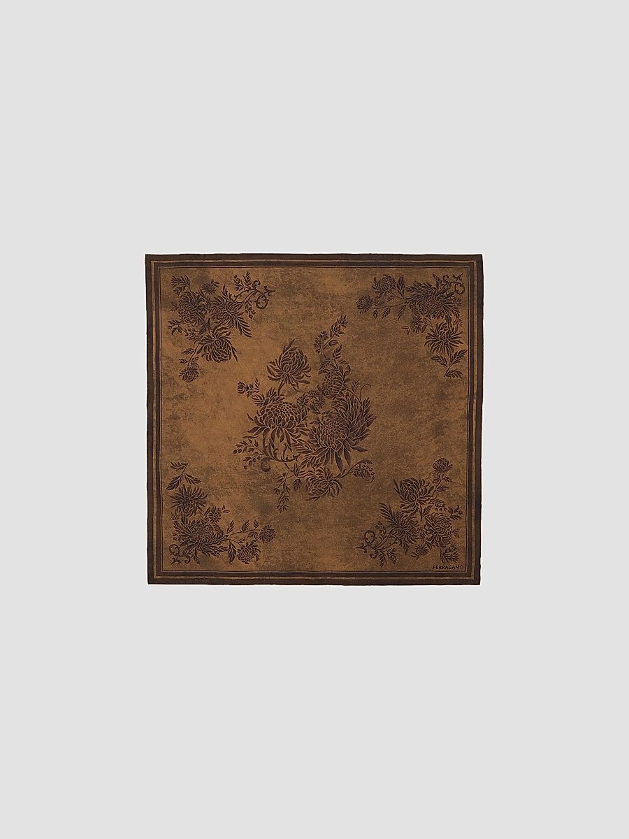 Women's Floral Silk Scarf - Yellow