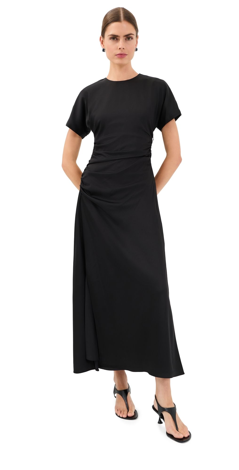 SIMKHAI Marabella Draped Midi Dress Black 4