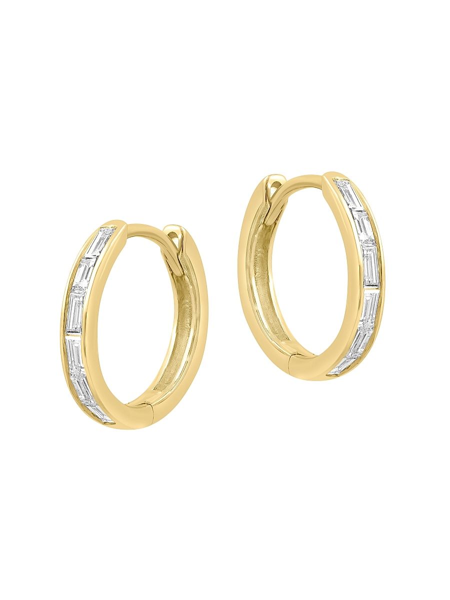 Women's 14K Yellow Gold & 0.20 TCW Diamond Huggie Earrings - Yellow Gold