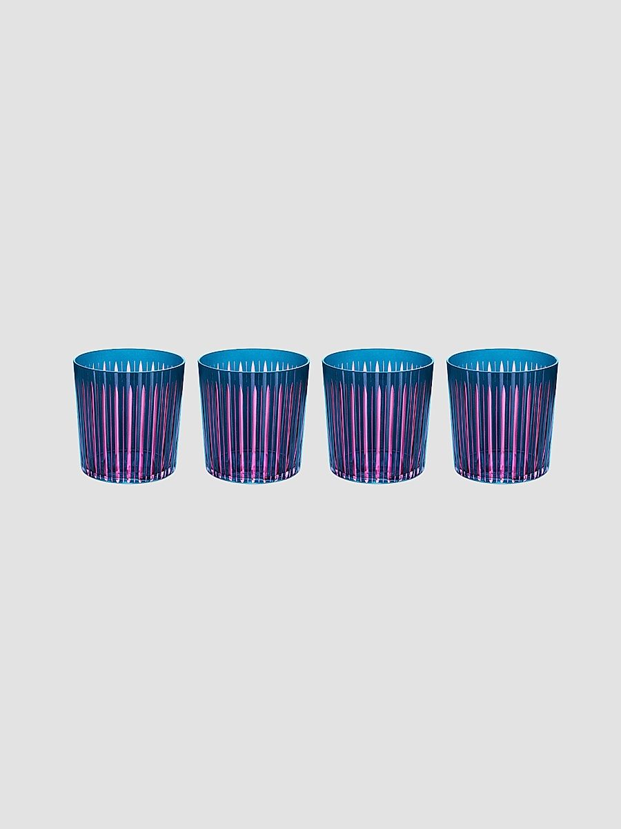 The Prism 4-Piece Double Old-Fashioned Glasses - Blue