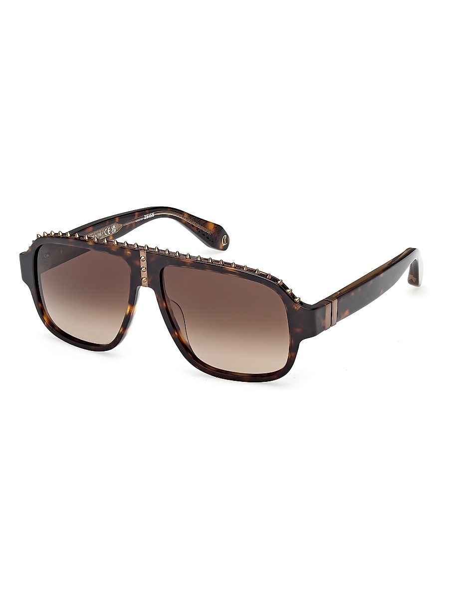 Christian Louboutin Men's Studded 57MM Sunglasses - Havana Brown