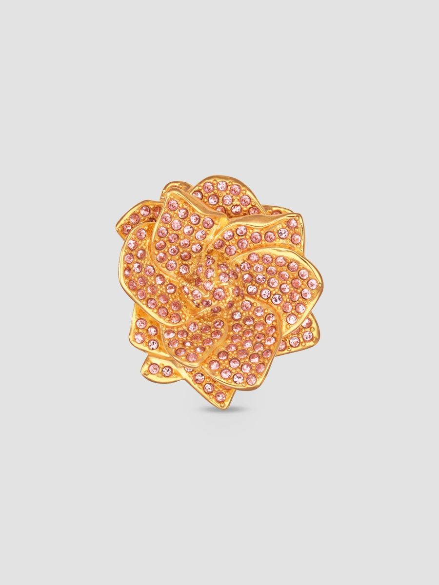 Oscar de la Renta Women's 24K-Gold-Plated & Glass Crystal Gardenia Ring - Blossom - Size 6