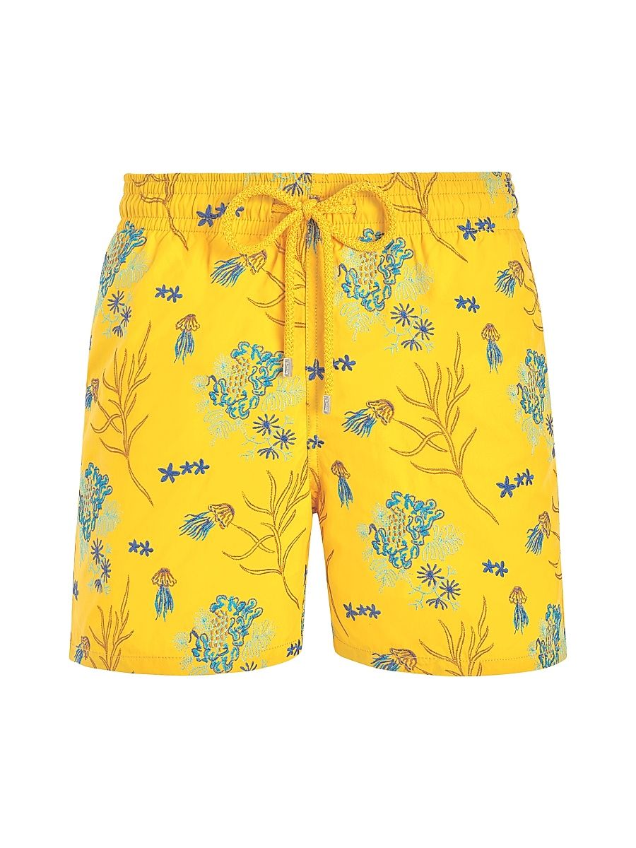 Men's Embroidered Medusa Flowers Swim Trunks - Mais - Size XL