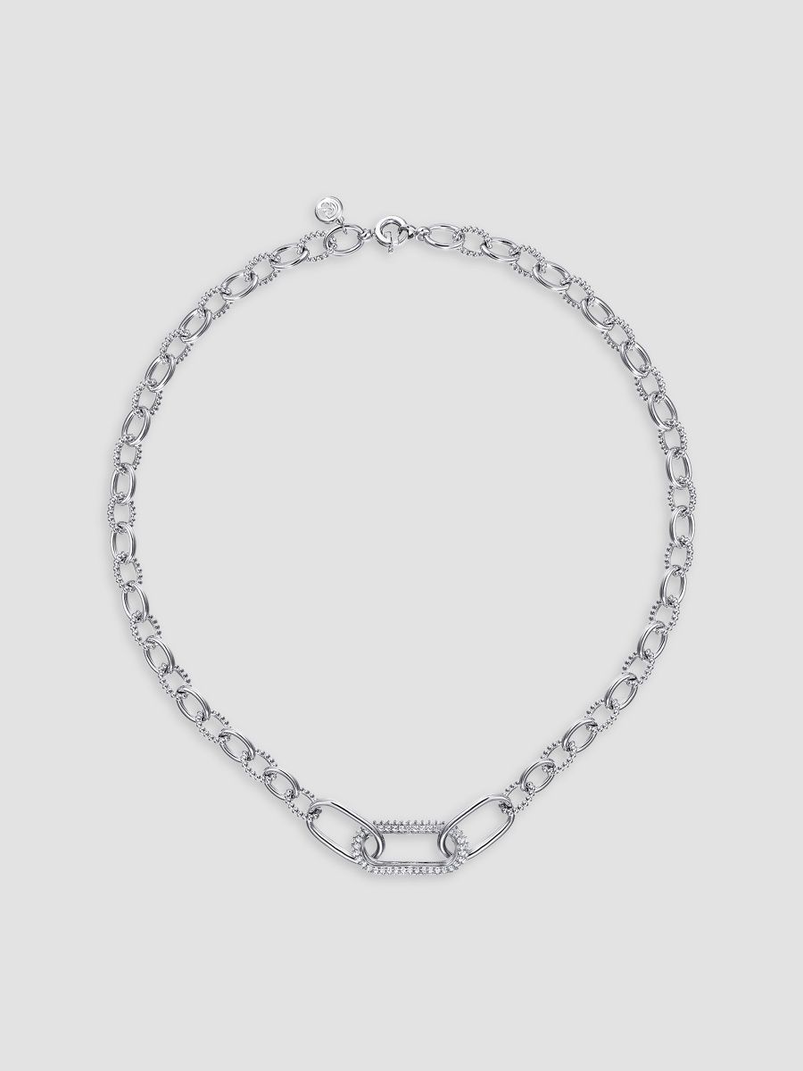 Gabriel & Co Women's Bujukan Sterling Silver & White Sapphire Oval-Link Chain Necklace - Sterling Silver