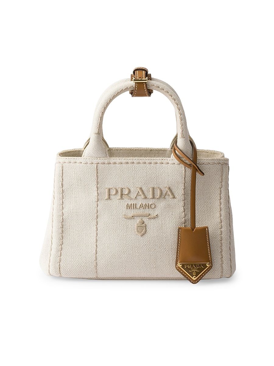 Women's Linen Blend Mini Handbag - Beige Khaki