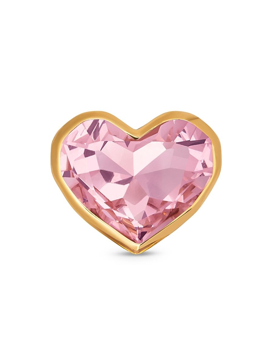 Women's 24K-Gold-Plated & Glass Crystal Heart Ring - Pink - Size 7