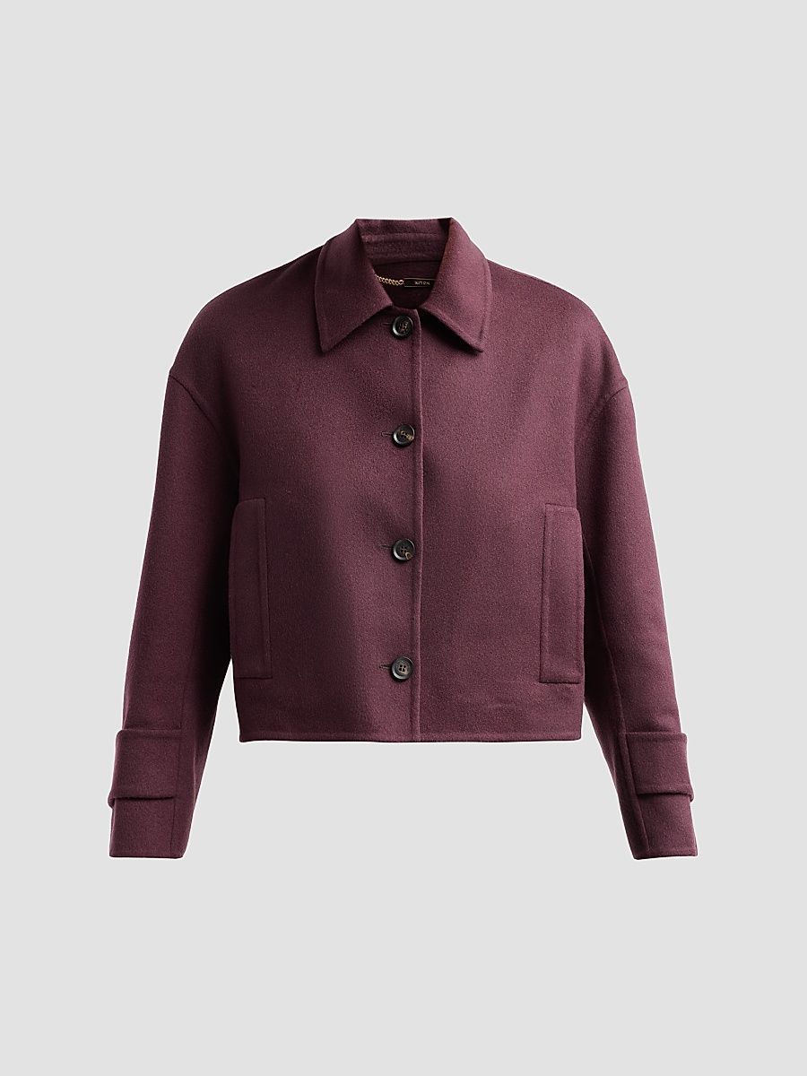 Women's Crop Cashmere Jacket - Bordeaux - Size 12