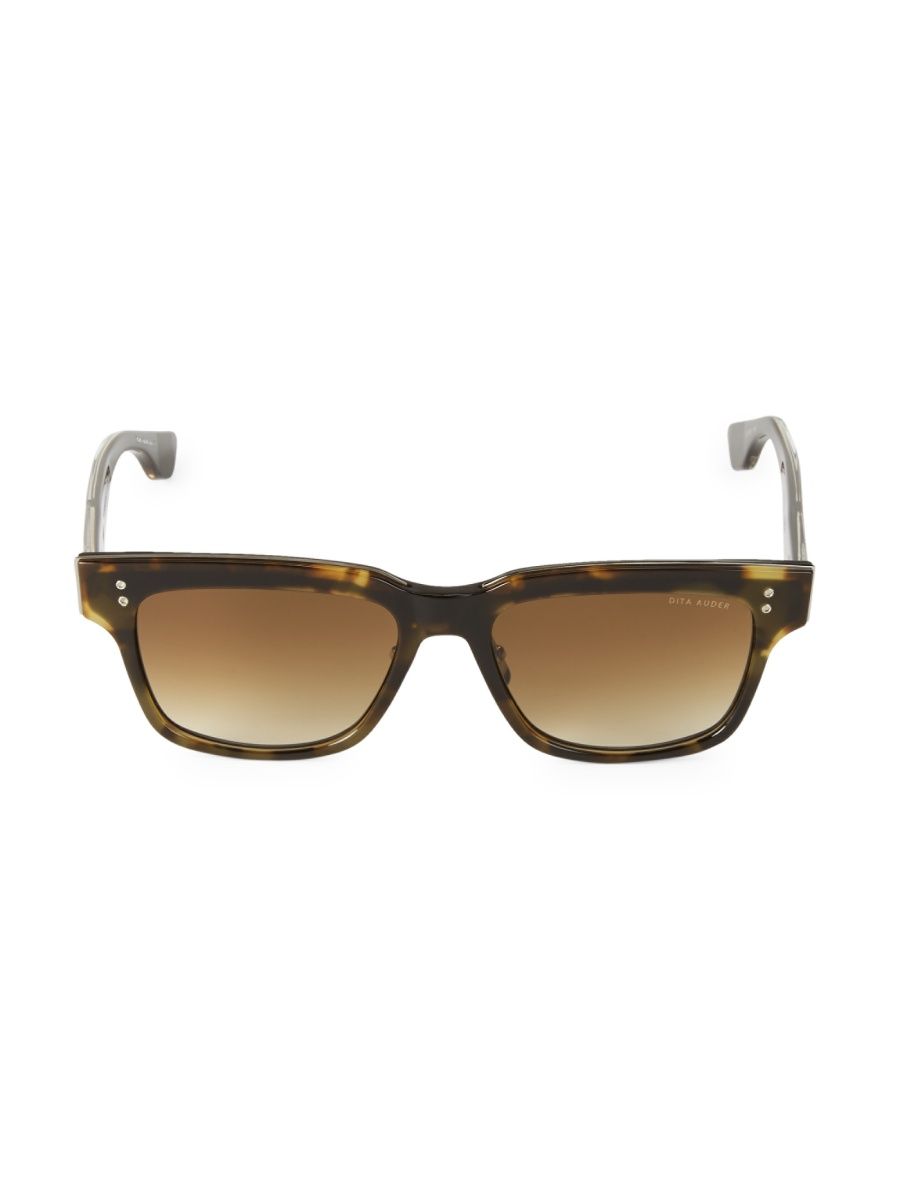 Men 55MM Tortoiseshell Rectangular Sunglasses - Dark Tortoise