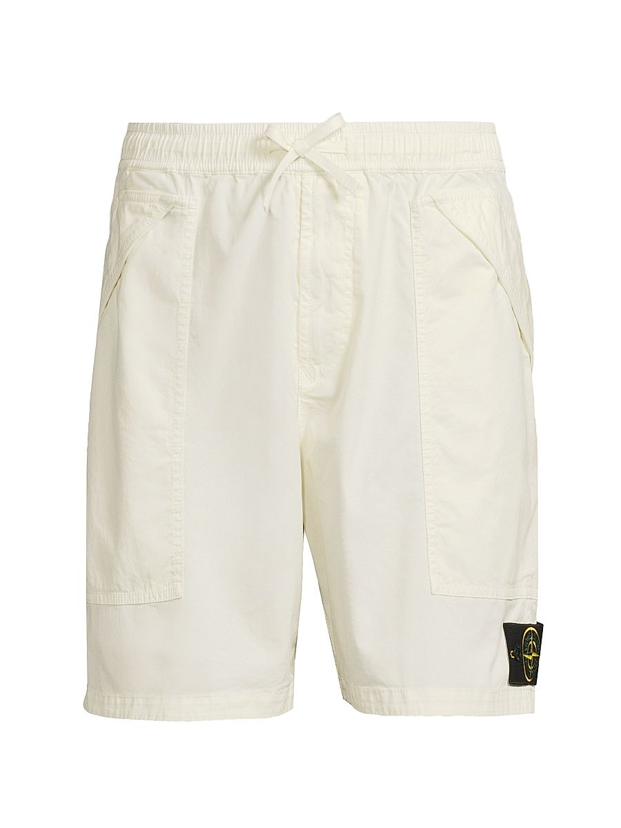 Men's Stretch-Cotton Drawstring Shorts - Ivory - Size 36