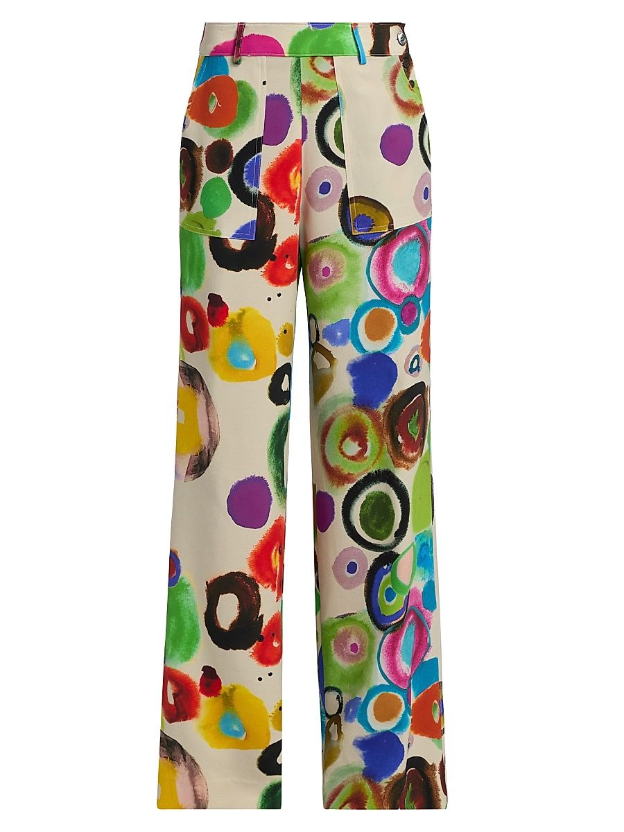 Women's JH Gouache Sailor Pants - Cream Multi - Size XL