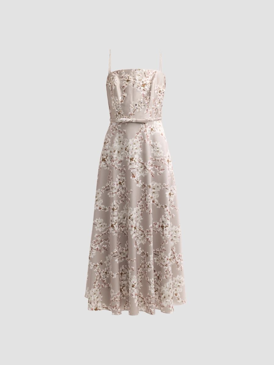 SACHIN BABI Women's Laurel Printed Satin Midi Dress - Frosted Sakura - Size 0