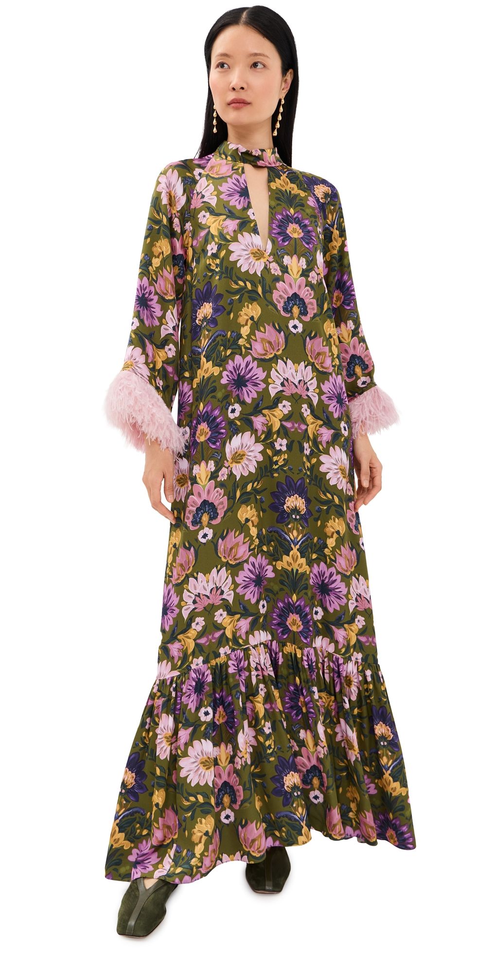 Borgo de Nor Avalon Satin Crepe Dress Ambra Florita 14