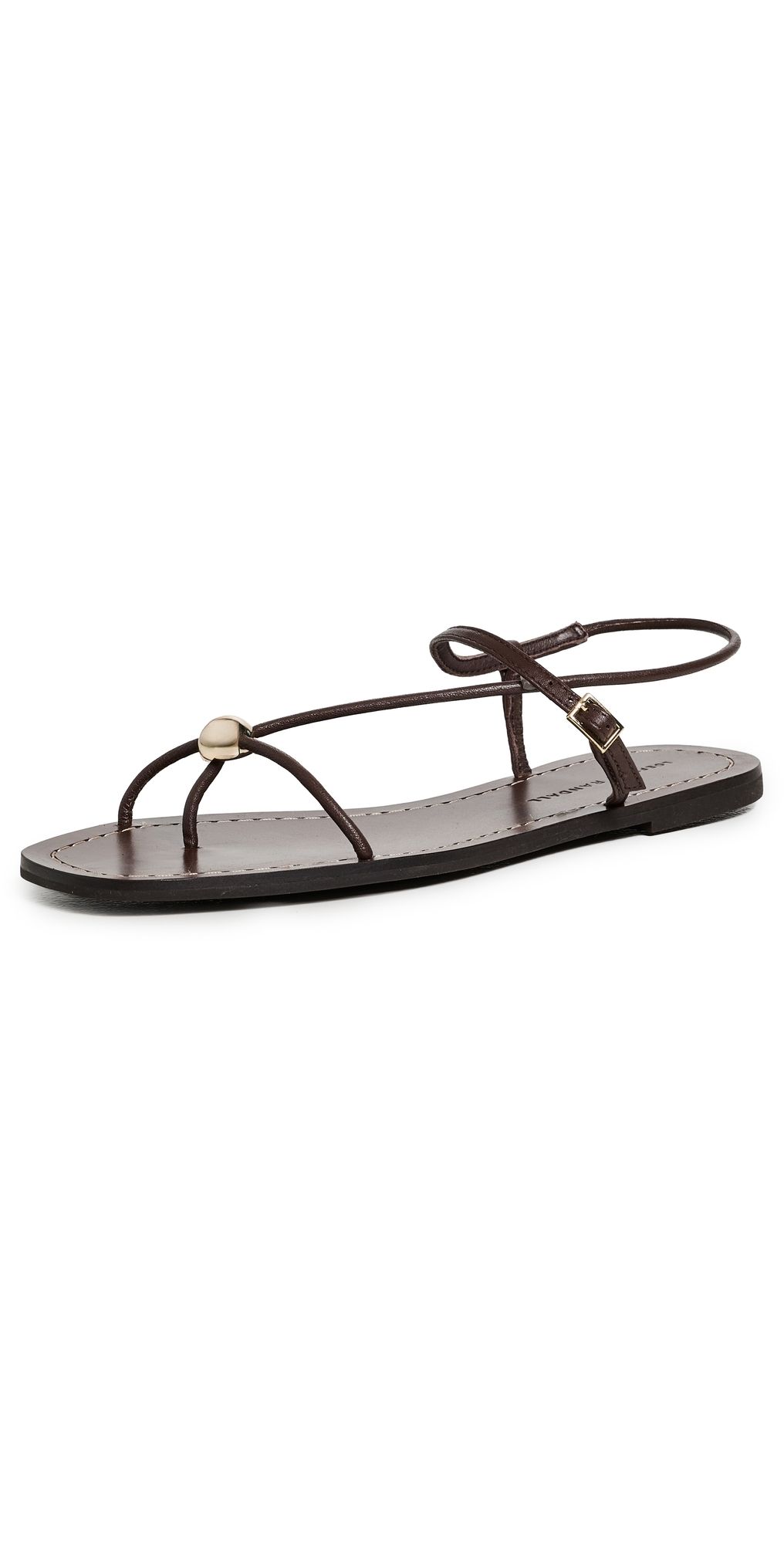 Loeffler Randall Lara Strappy Flat Sandals Espresso 5.5