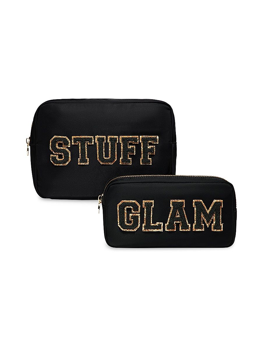 Women's Two-Piece Appliquéd Travel Pouch Set - Noir