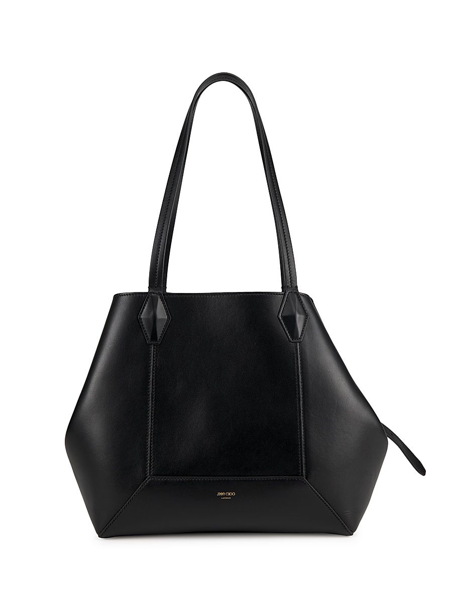 Women's Medium Diamond Leather Tote Bag - Black