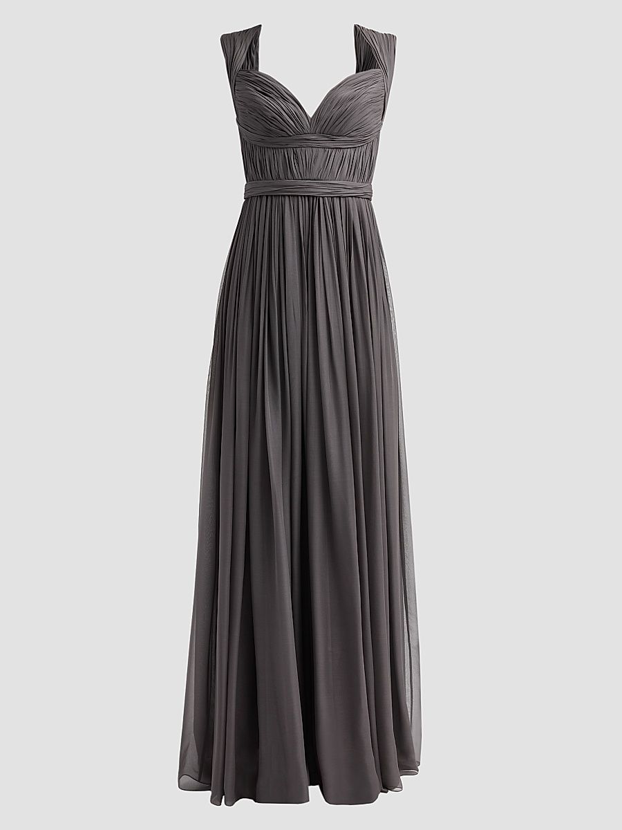 Women's Ruched Silk Gown - Charcoal - Size 2