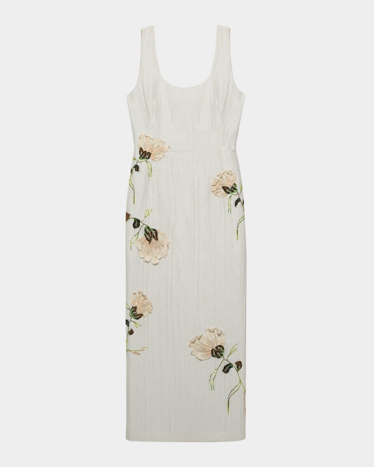 Lilibeth Sleeveless Floral Applique Midi Dress
