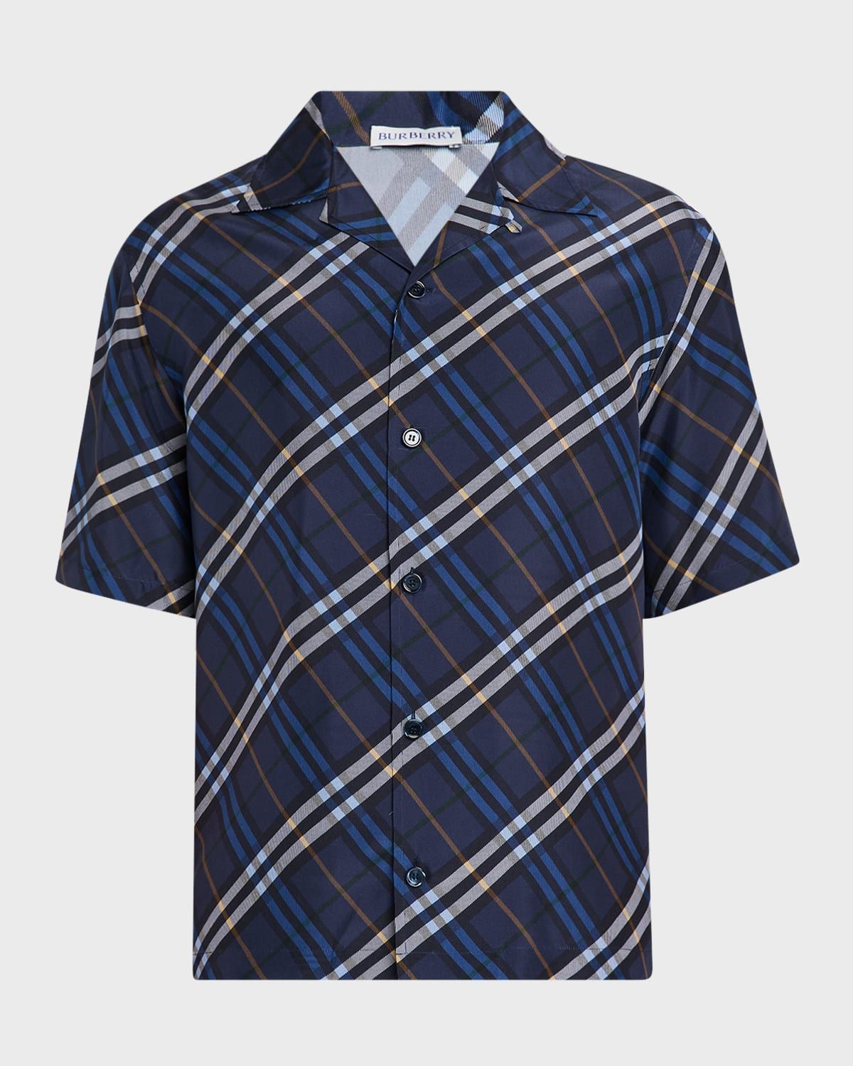 Men & apos;s Diagonal Check Short-Sleeve Shirt
