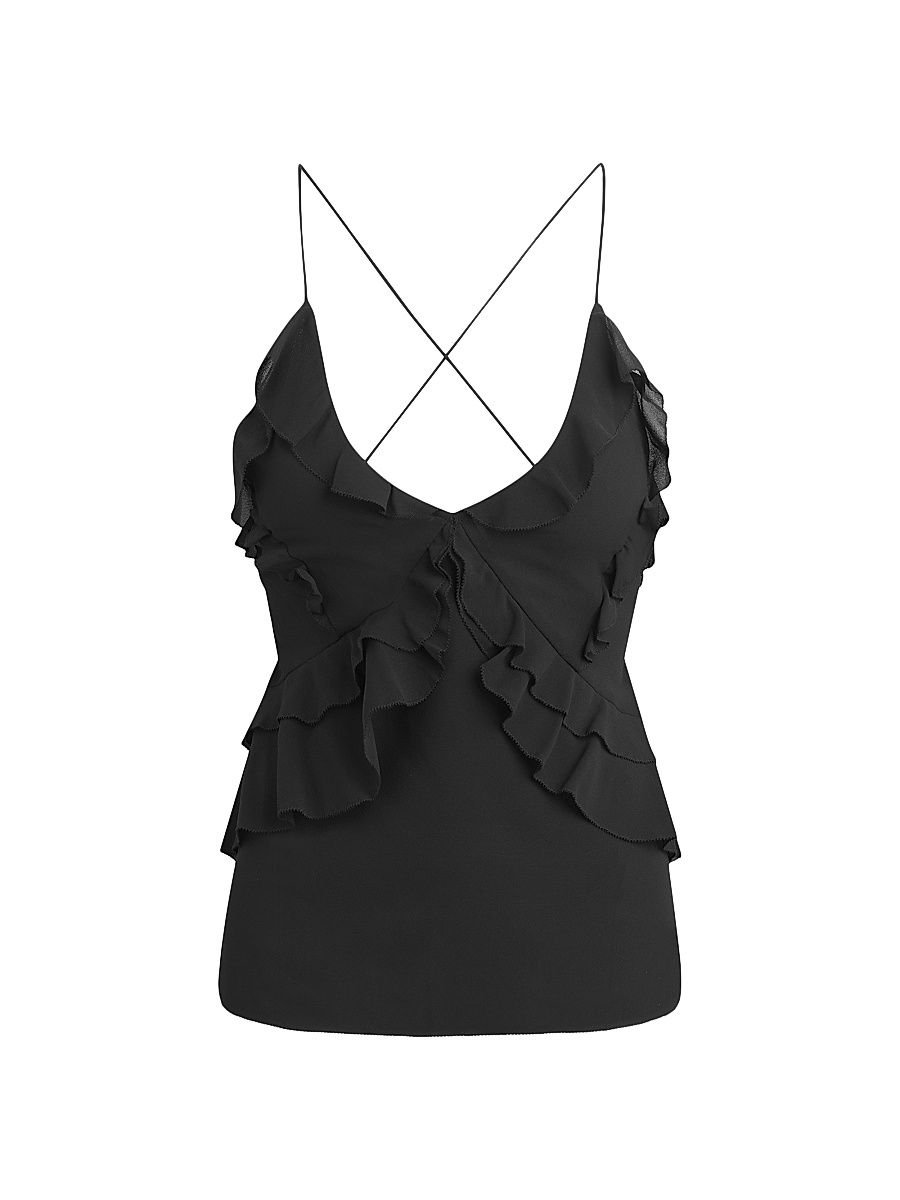 Women's The Who Me Ruffled Top - Black - Size Medium