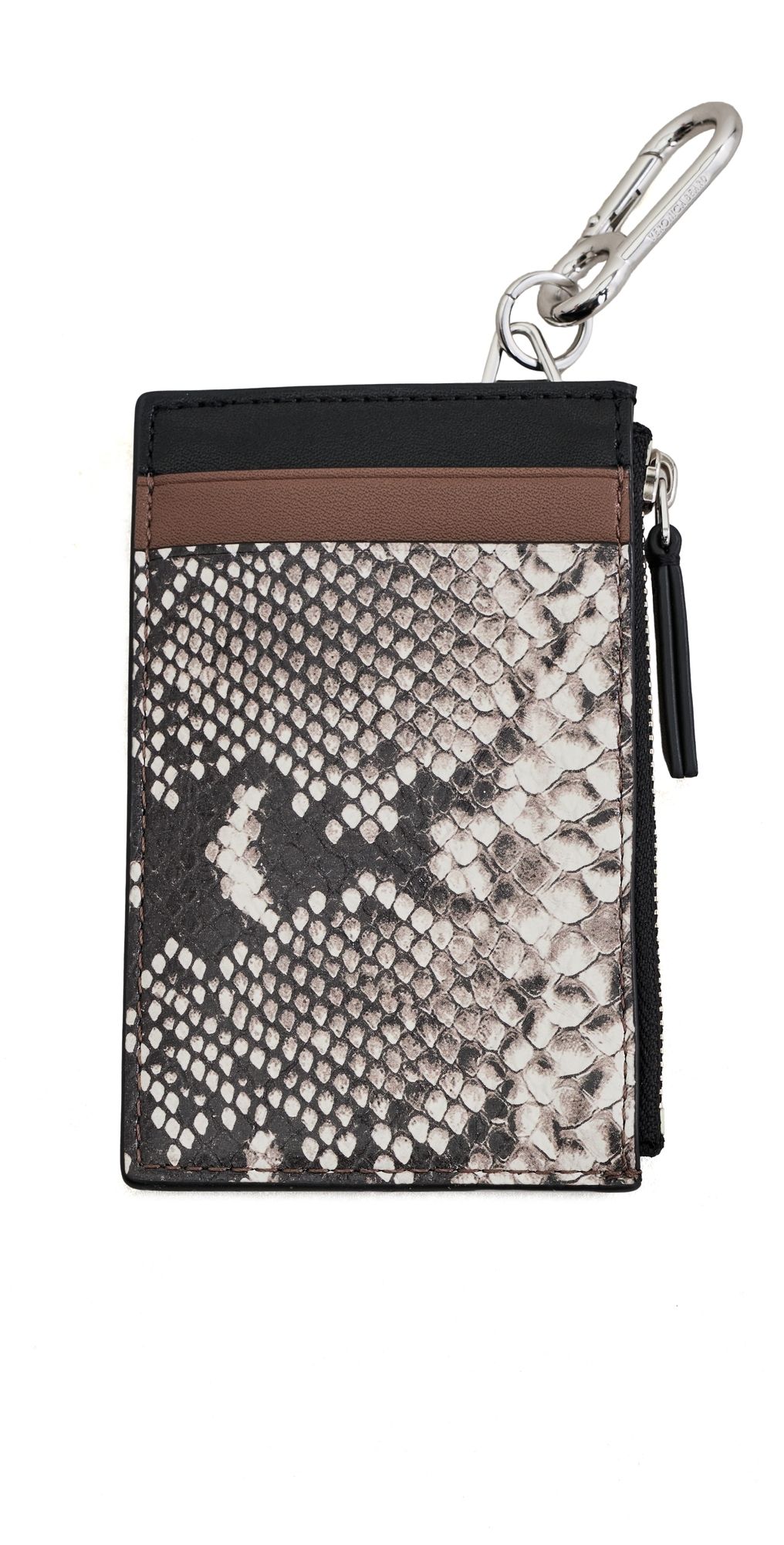 Veronica Beard Snake Embossed Zip Card Holder Bark Multi One Size