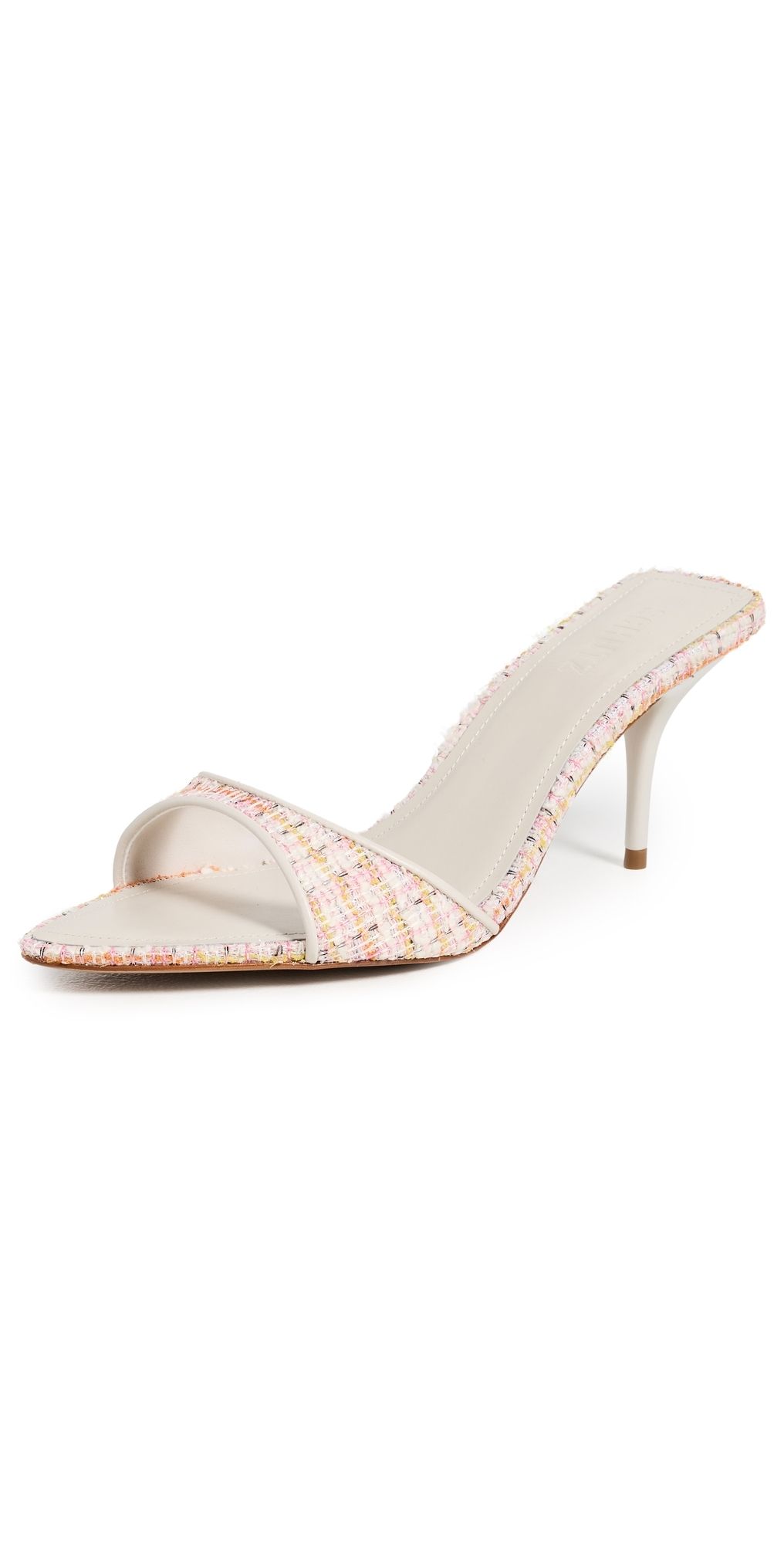 Schutz Elodie Tweed Mules Cherry Blossom/Pearl 8.5