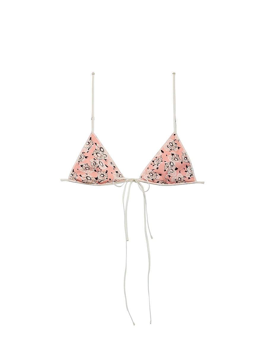 Women's Floral Print Georgette Bra - Pink - Size 2