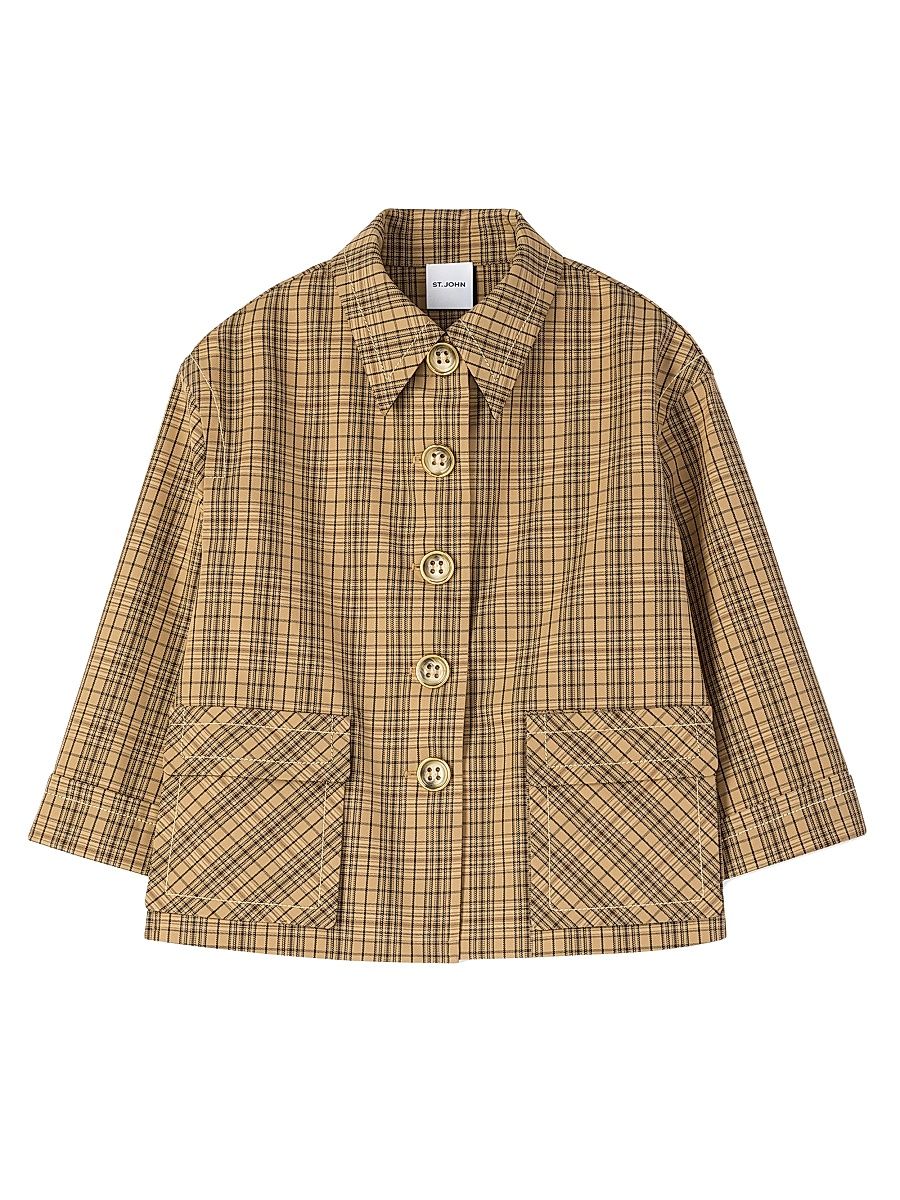Women's Collection Line Technical Plaid Jacket - Tan Multi - Size 14