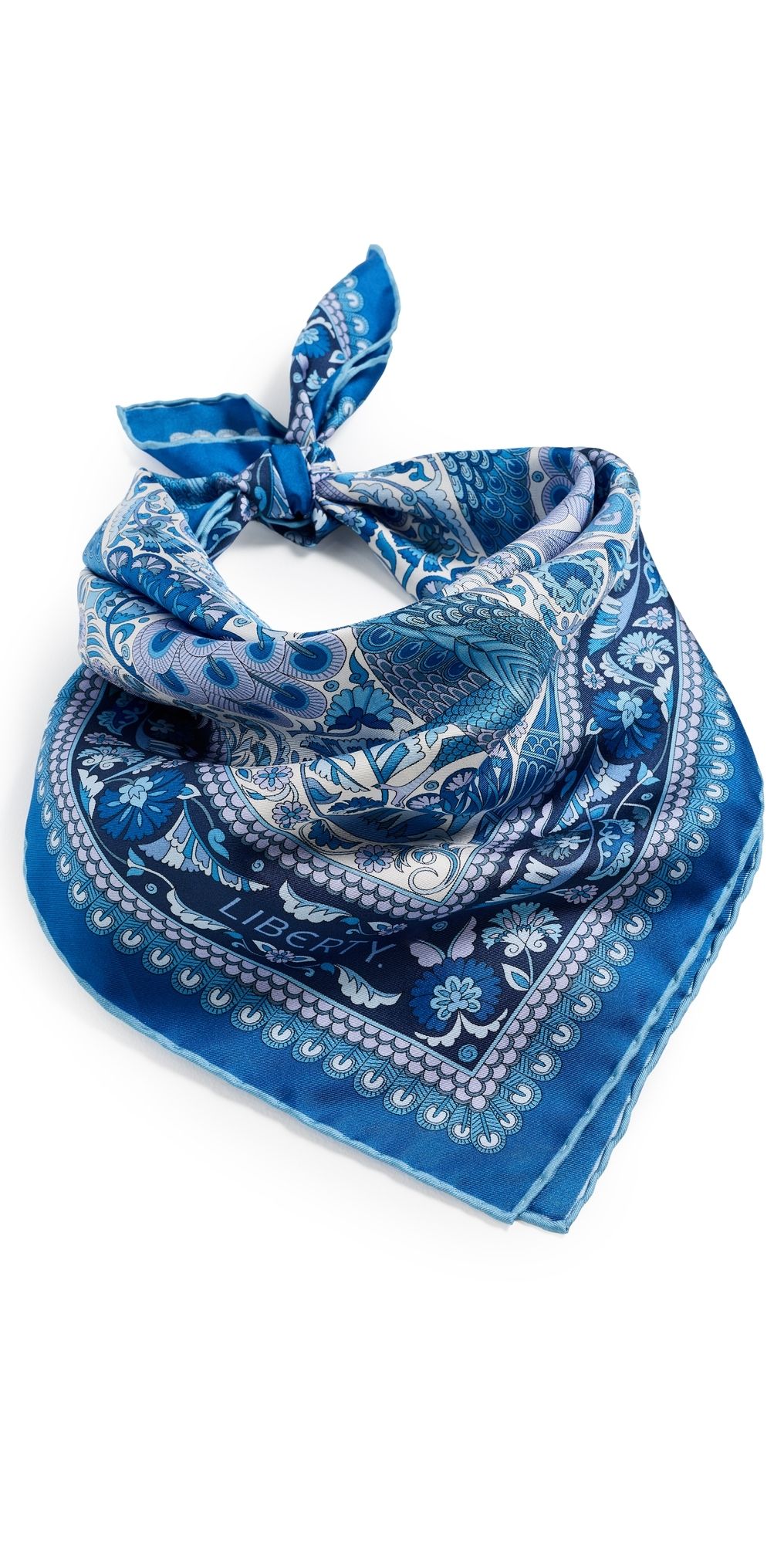 LIBERTY Peacock Garden Silk Scarf Blue One Size